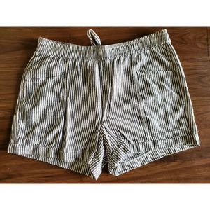 NWOT Womens Size M Old Navy High-Waisted Linen-Blend GRAY STRIPE Shorts 3.5in